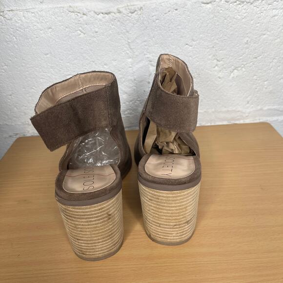 Sole Society Women's Suede Peep-Toe Ankle Jagger Booties Dark Taupe Size 11 - Picture 4 of 9